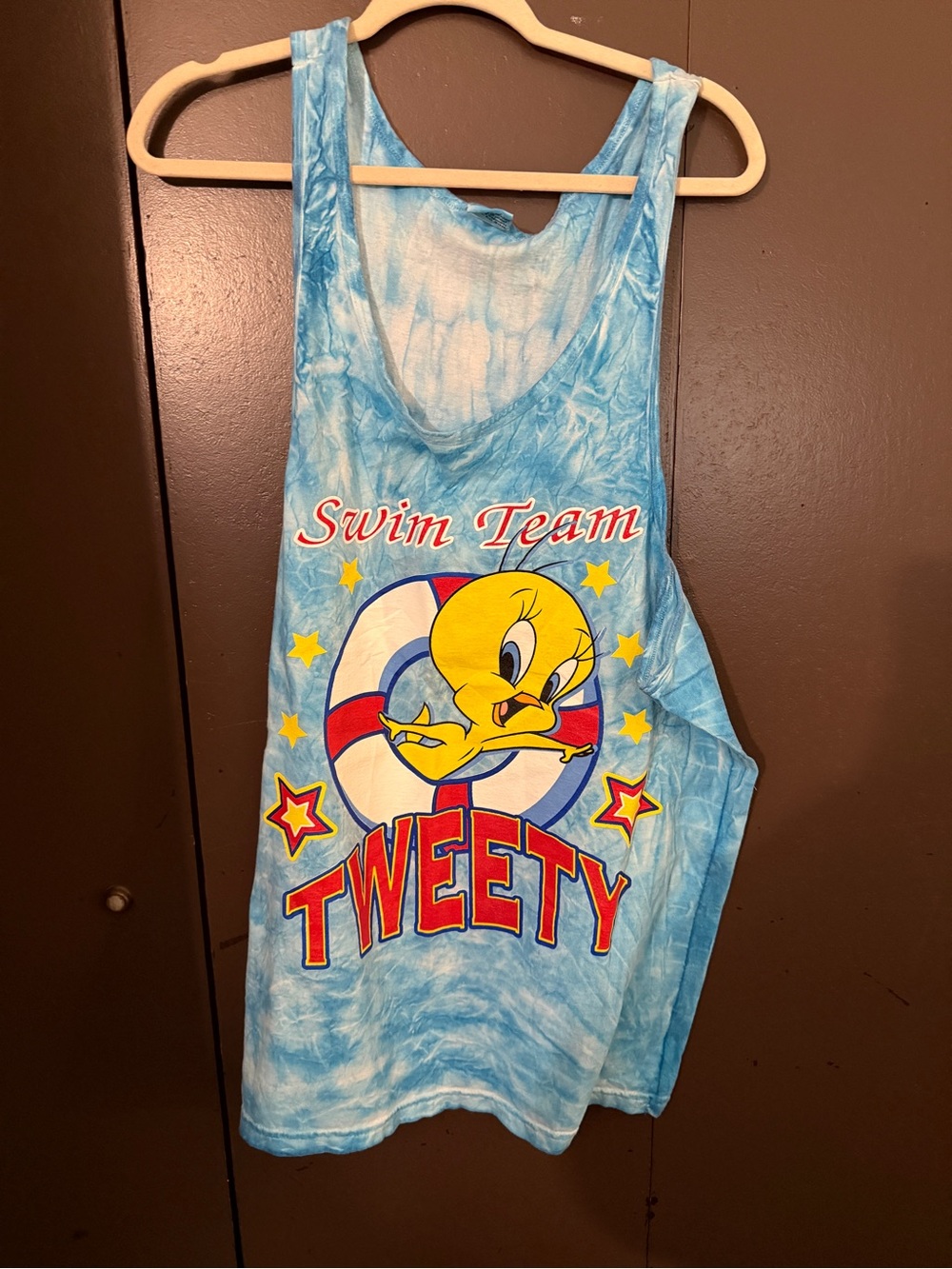 Warner Bros. Tweety Swim Team Blue Tie-Dye Tank Top